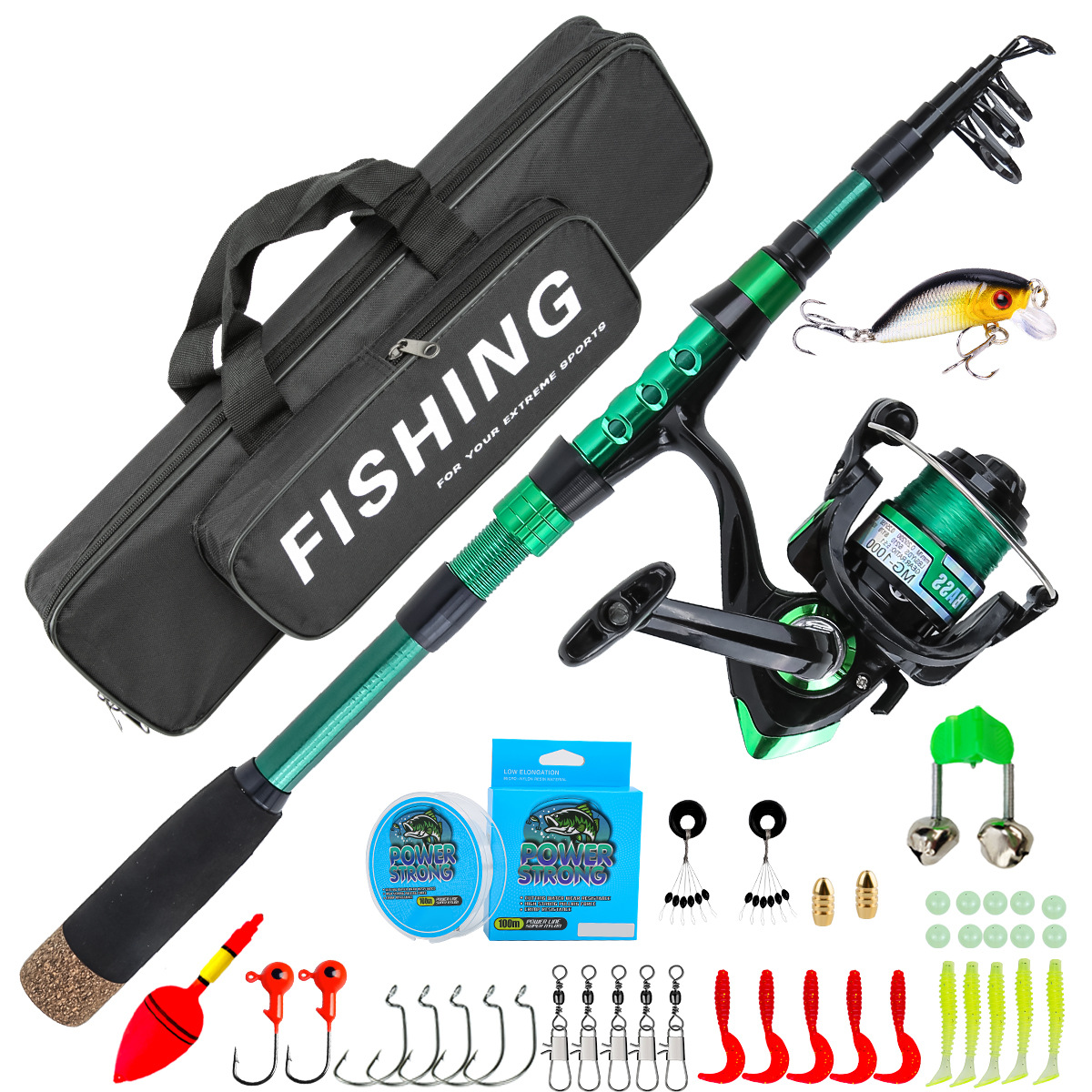 Fishing Rod Carbon Fiber - 1.8 Meters Green Carbon Fiber Telescopic