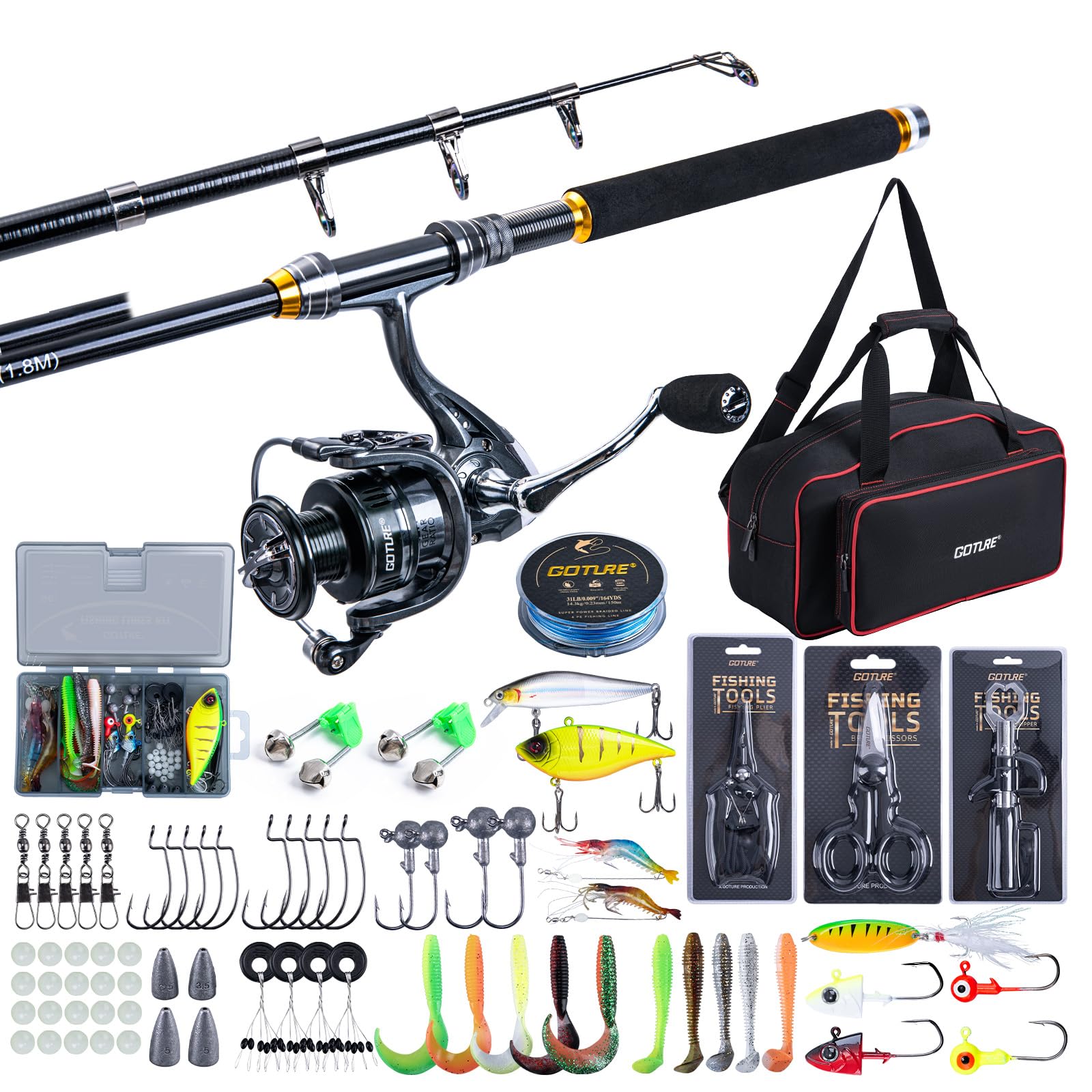 Goture Fishing Telescopic Rod  - đánh giá và giá Fishing Rod Combo